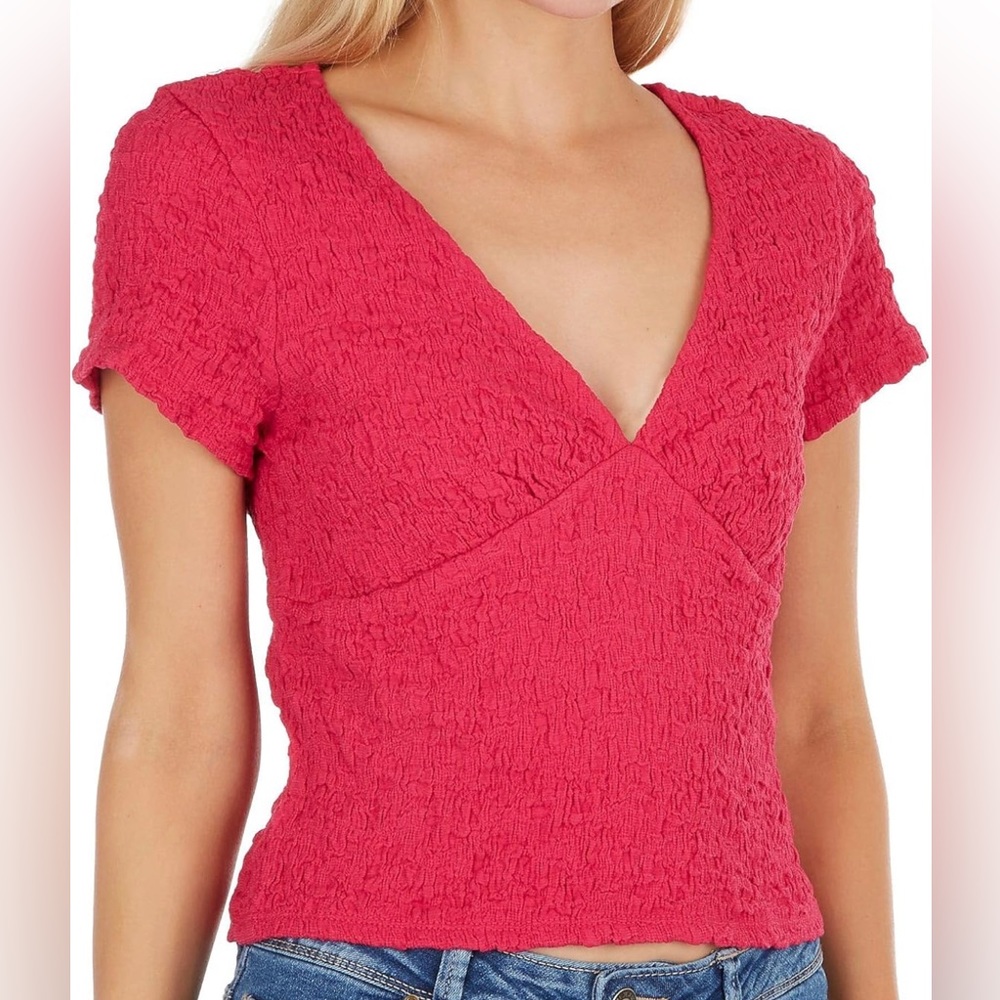 Hot pink Almost Famous textured top